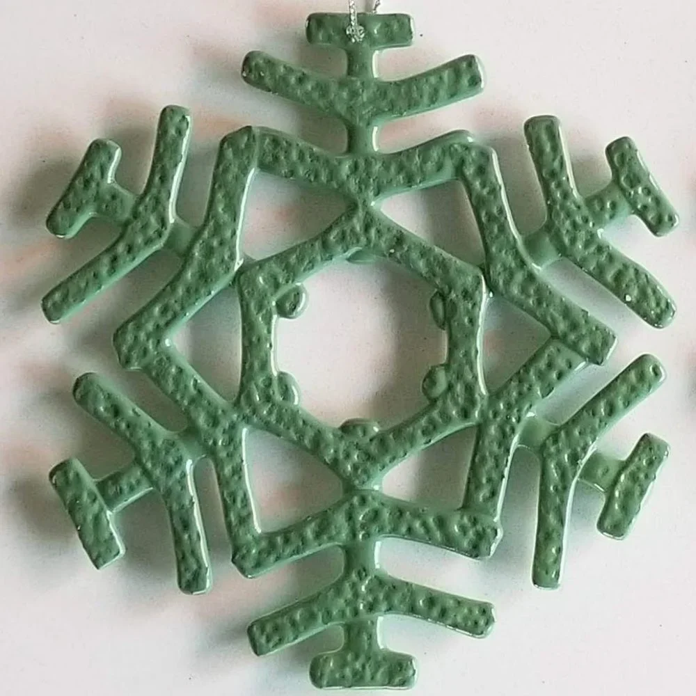 ❄ Restoration Hardware Glass Snowflake Christmas Ornaments - Set of 2